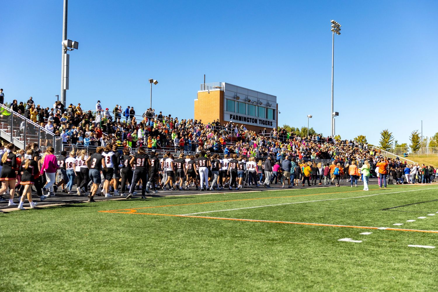 Students pack the stands for Victory Day