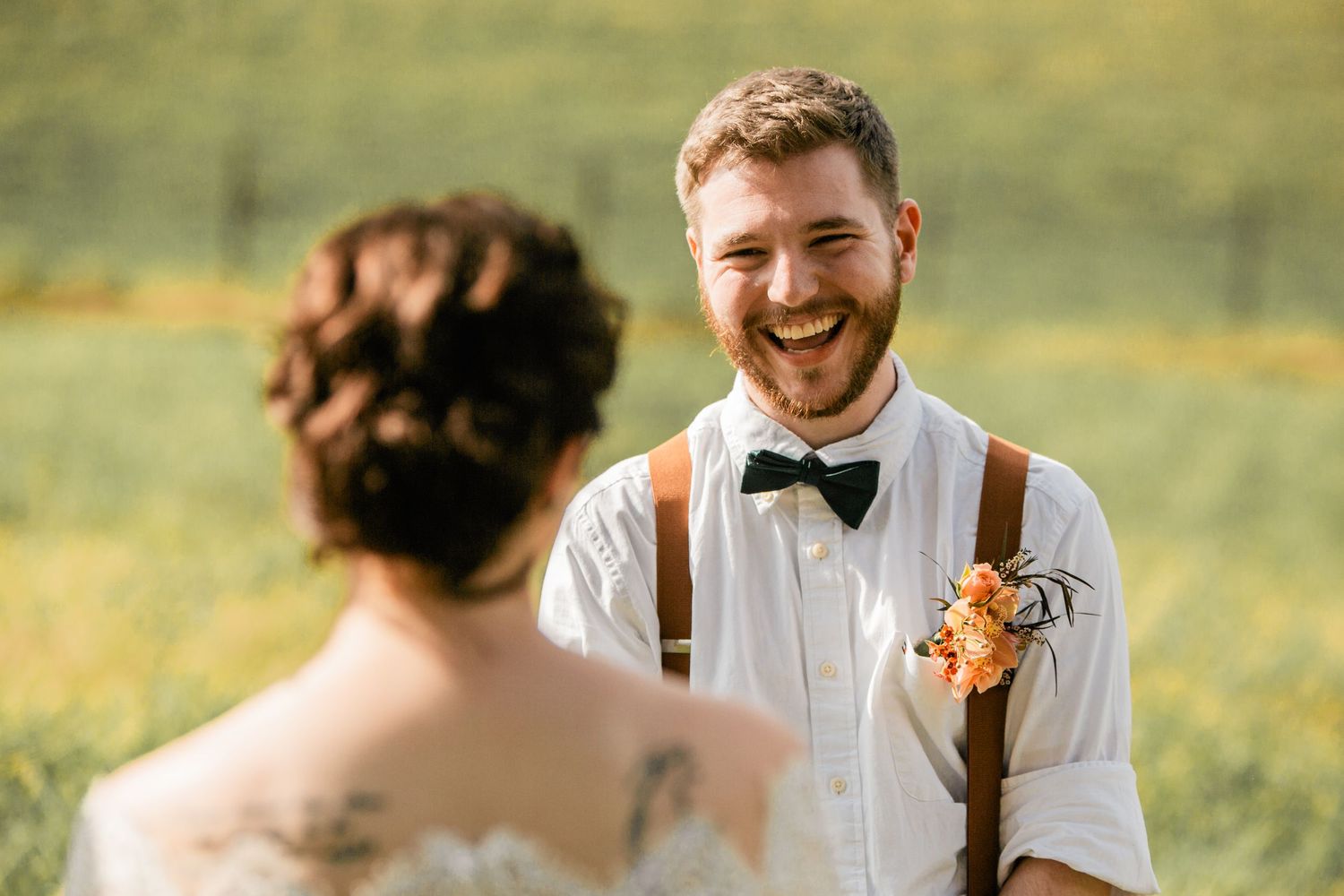 groom's first look at his bride