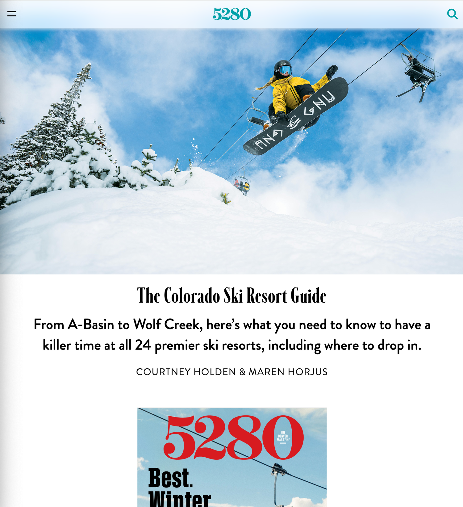 Skier performing aerial tricks against a snowy mountain backdrop with blue sky and snow-covered trees.