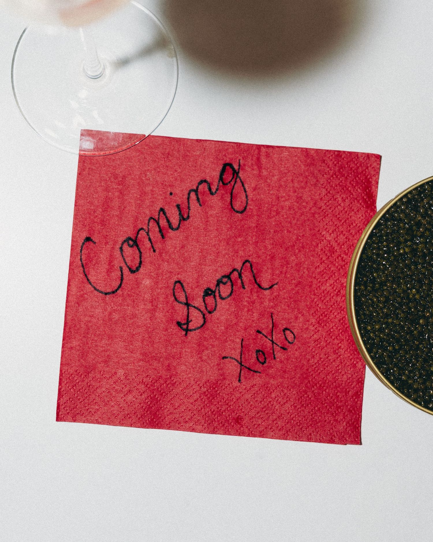 Red cocktail napkin with 