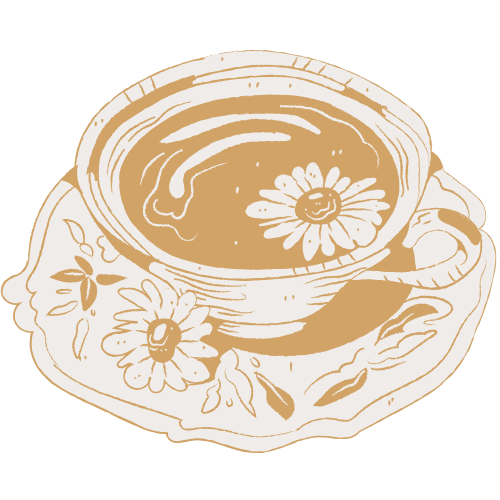Vector illustration of cross-sections showing tree growth rings with floral designs in golden brown and white colors.