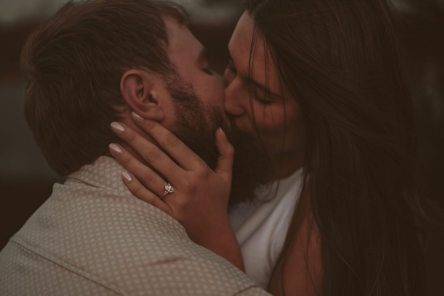 Intimate close-up shots of a couple sharing romantic moments together.