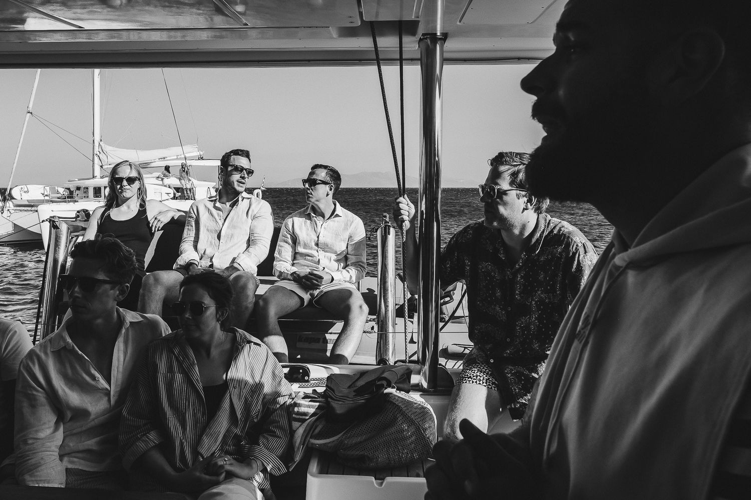 Black and white collage of musicians and performers interacting during what appears to be live performances and events.