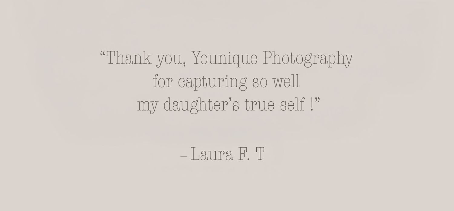 Customer testimonial text overlay on a neutral background.