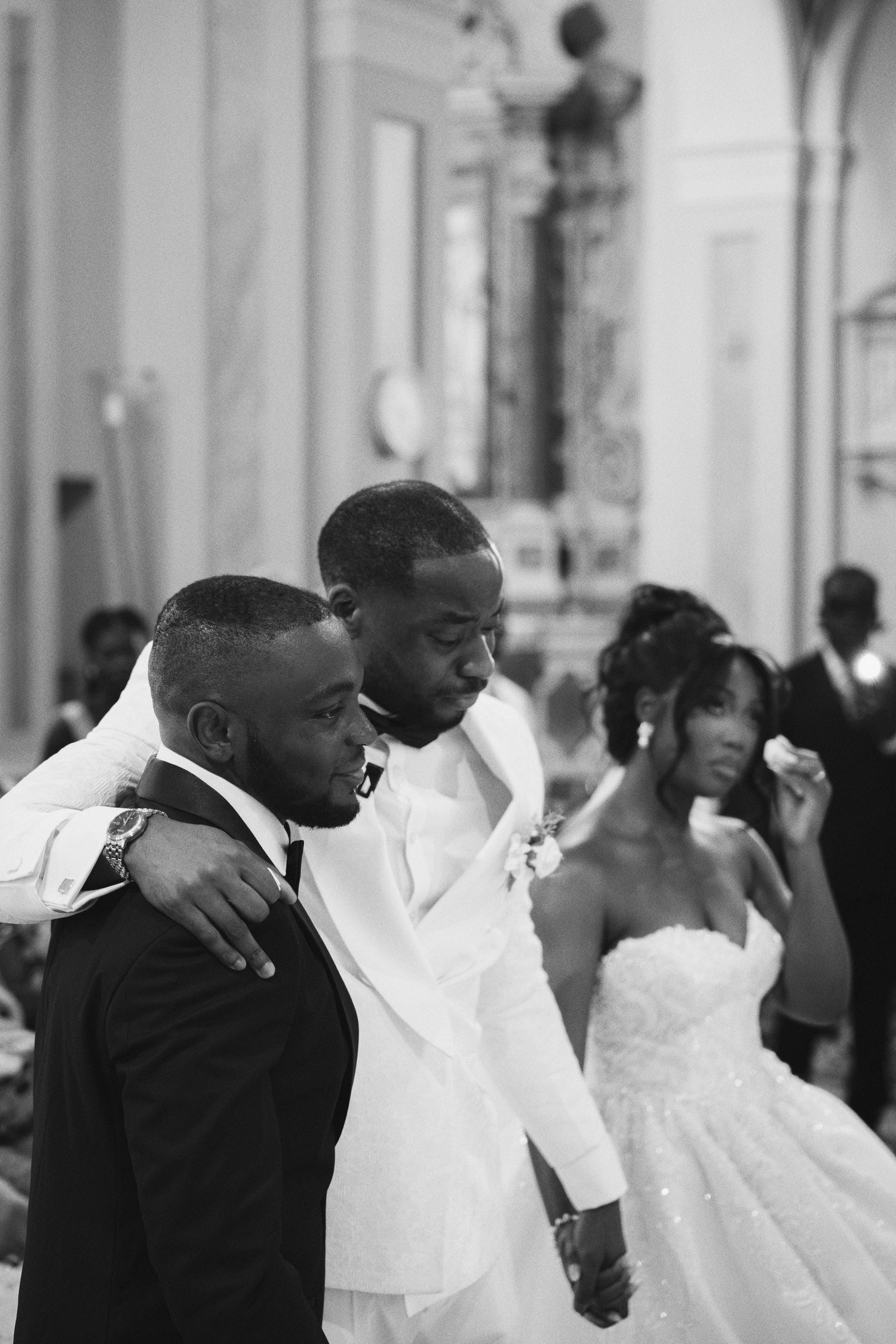 emotional wedding moment between bride and groom