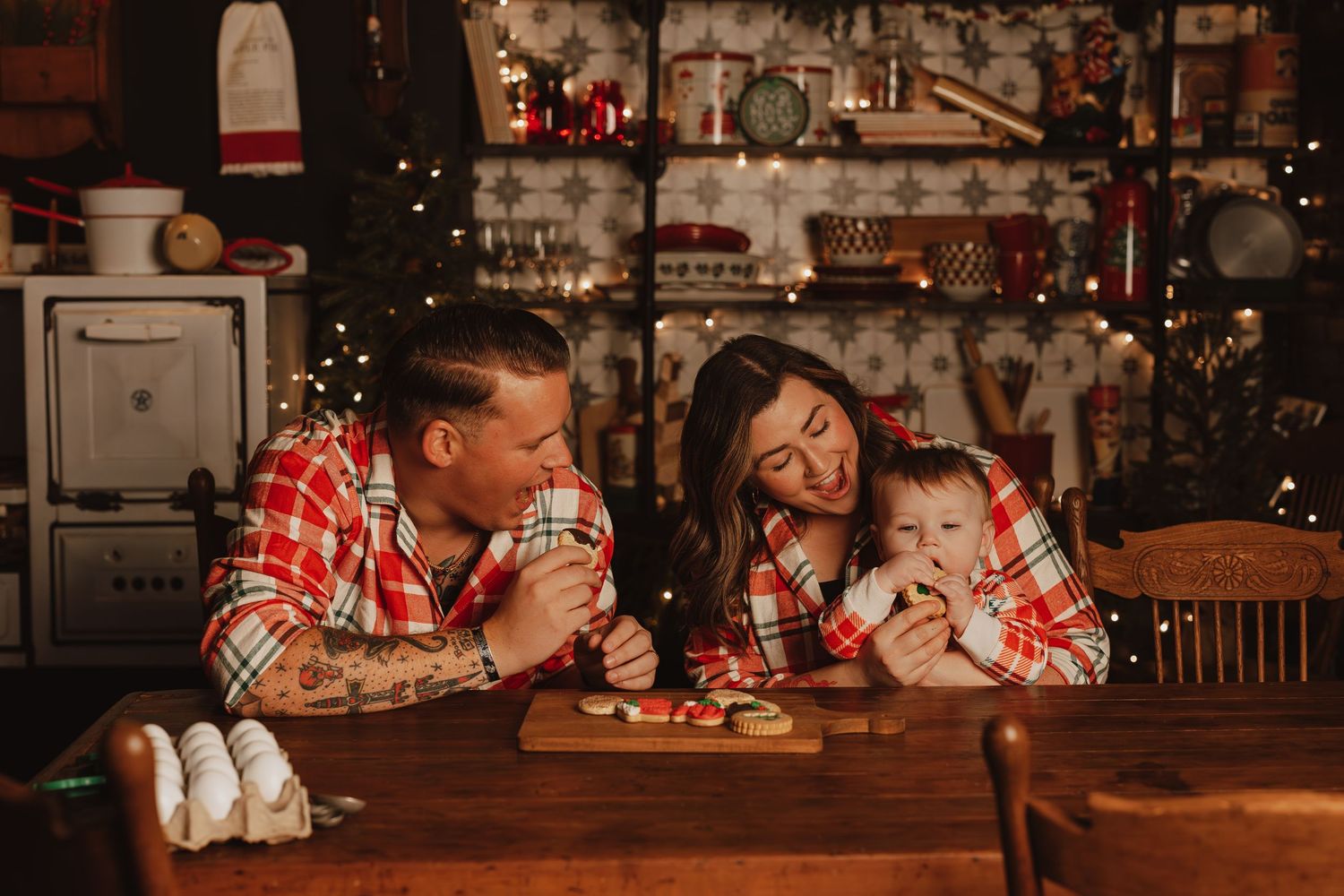A collection of holiday photos showing festive Christmas decorations and cozy moments in a decorated living room.