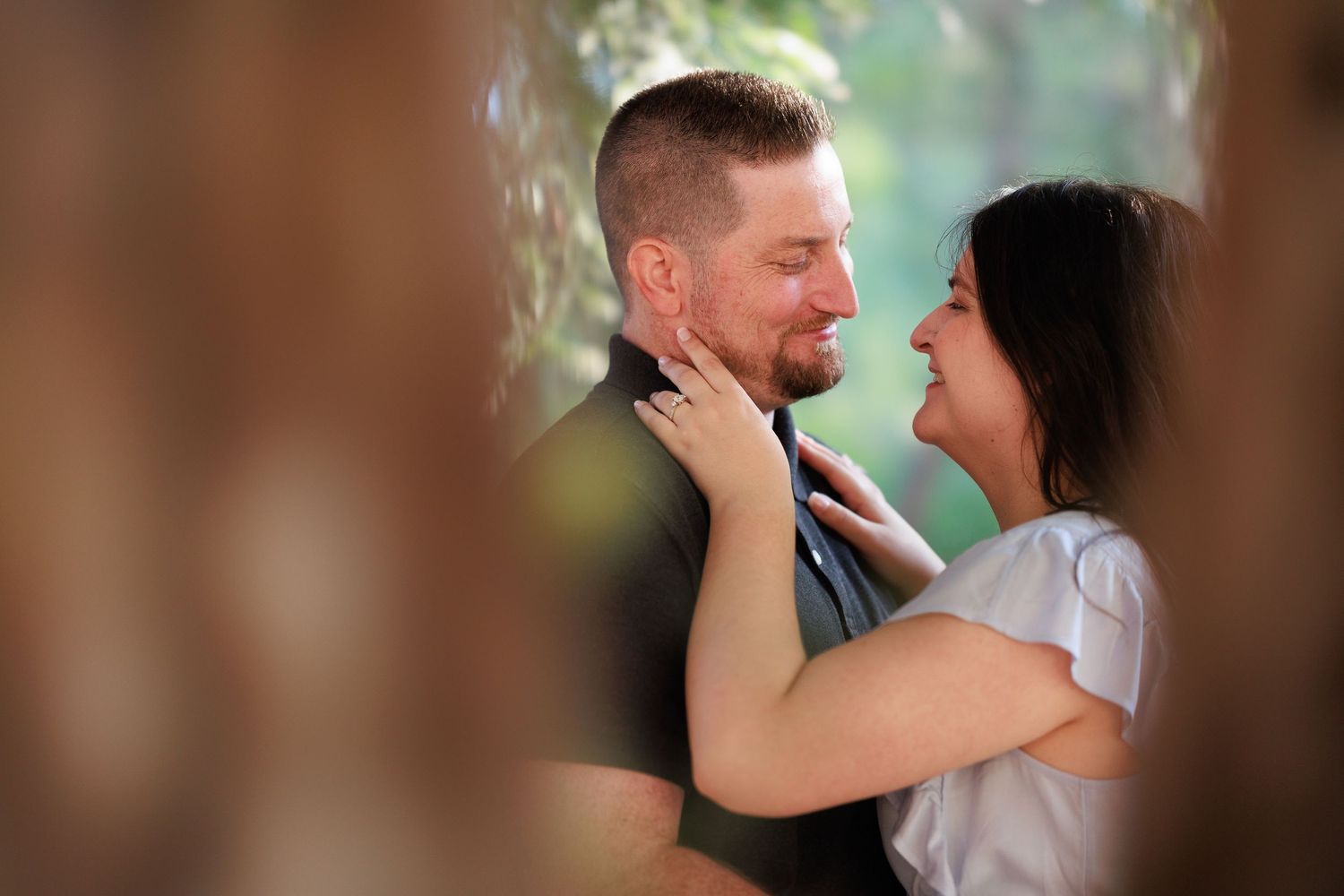 Series of close-up romantic moments captured in soft natural lighting.