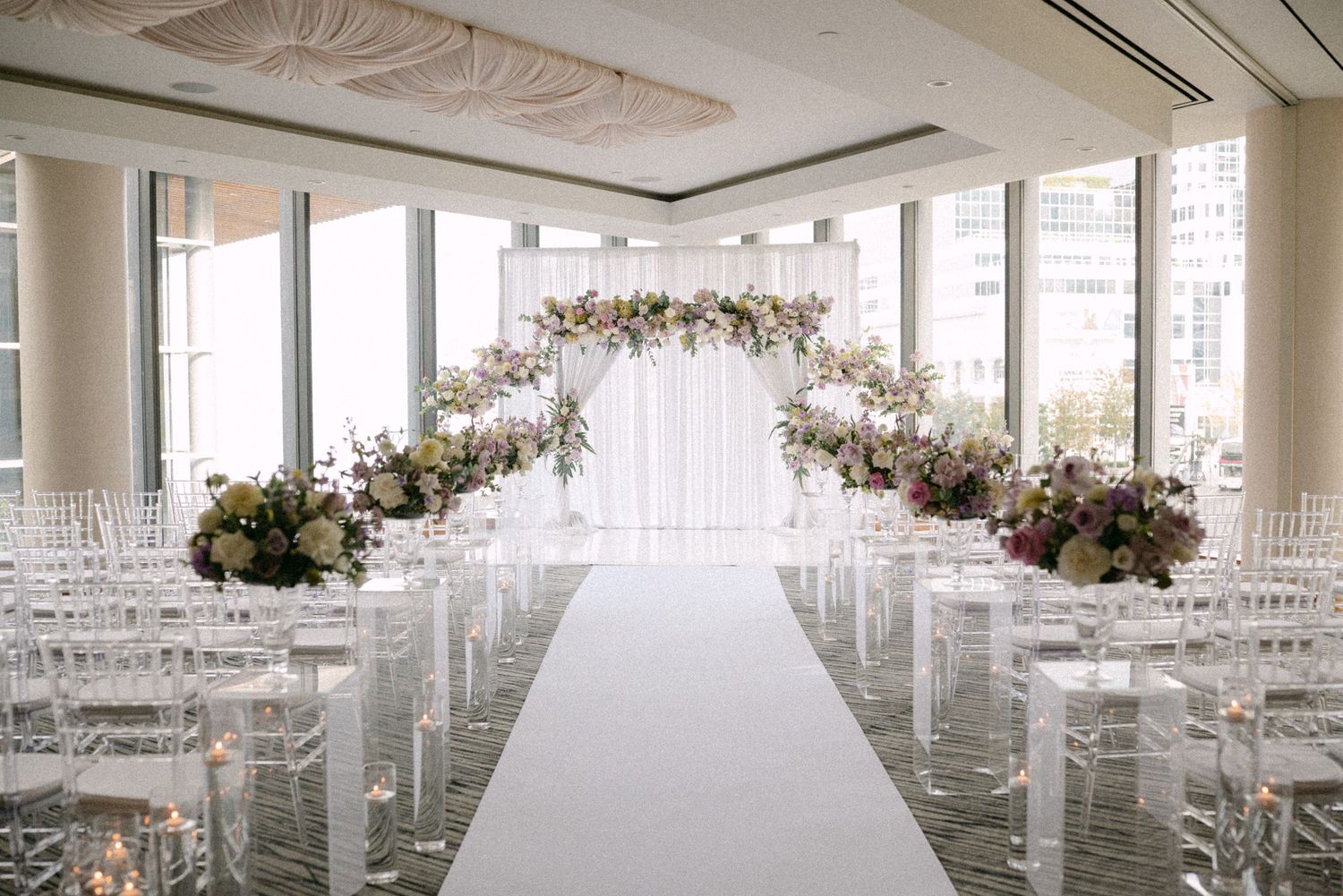 Ceremony hall before room reveal. Vancouver wedding by Victor Li Photography.