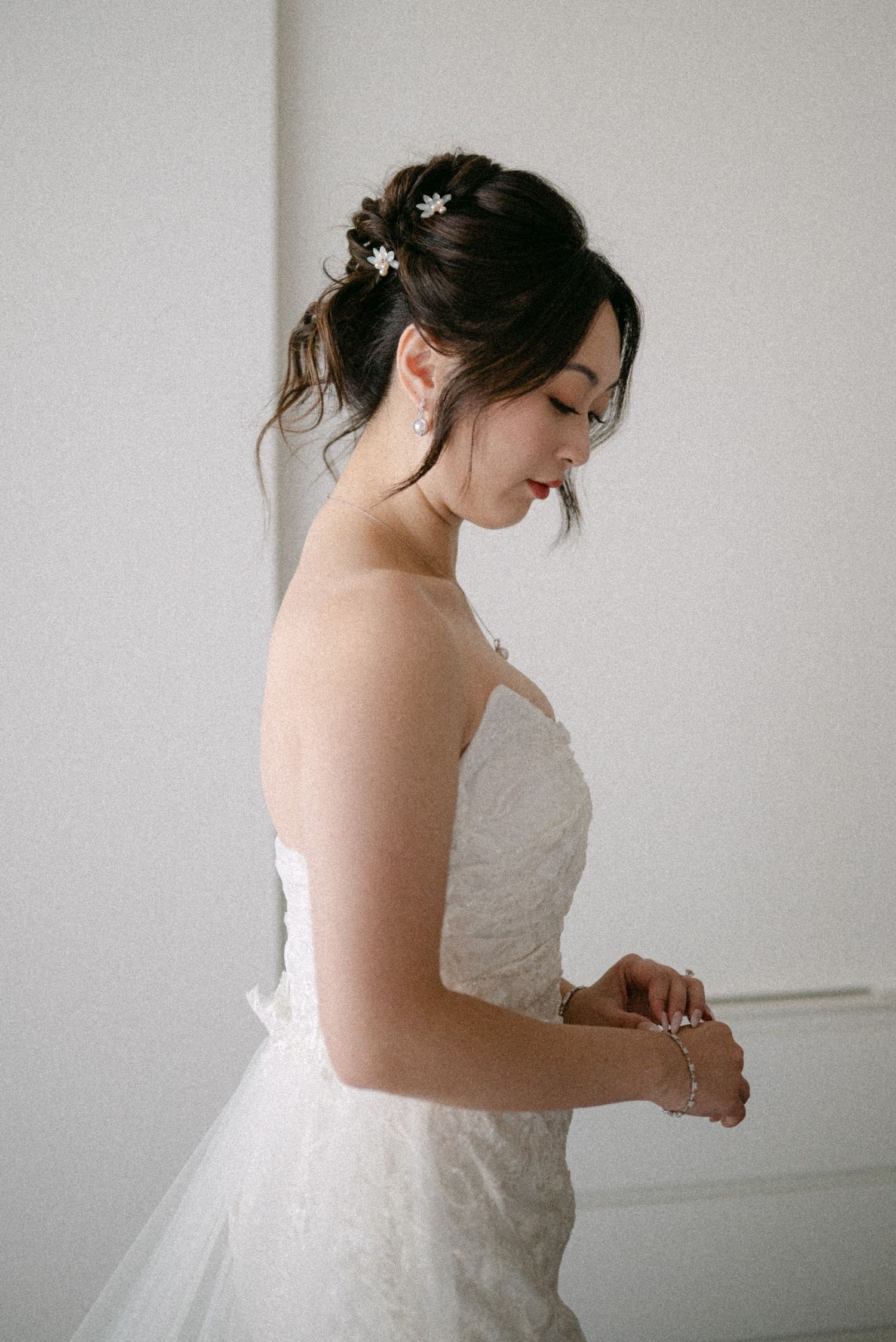 Portrait of bride in wedding dress. Vancouver wedding by Victor Li Photography.
