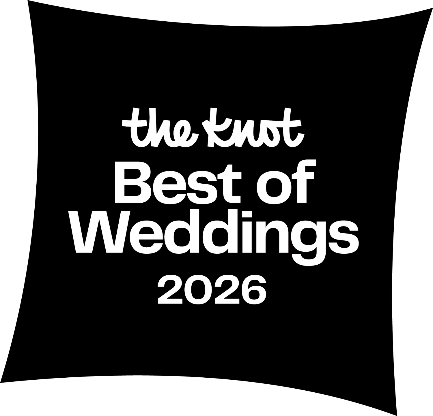 The Knot logo appears in black and white on a series of irregularly shaped banners against a white background.