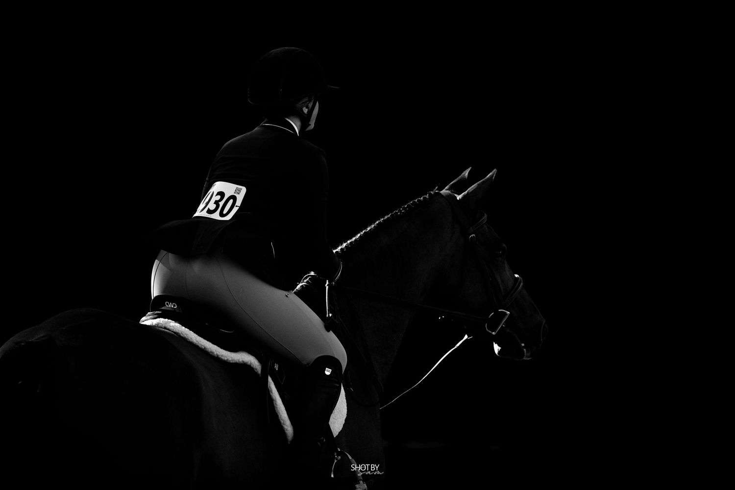 Dark silhouette of exercise equipment against black background creating dramatic contrast.