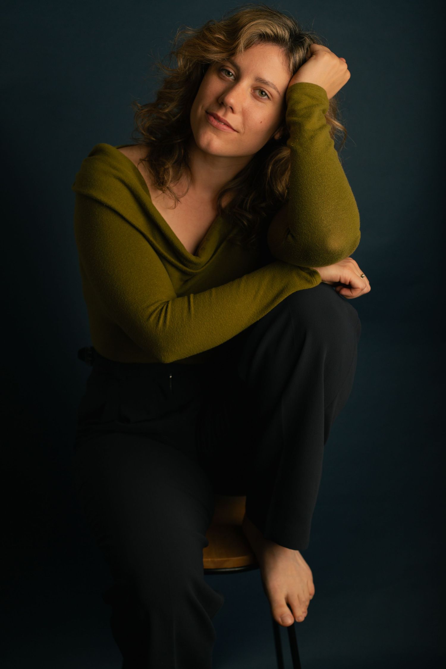 Female actress posing in elegant studio portrait session in Phoenix Arizona.