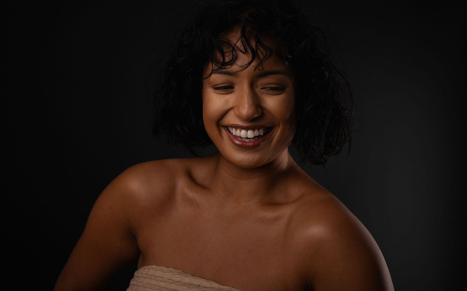 Female model posing in elegant studio portrait session in Phoenix Arizona