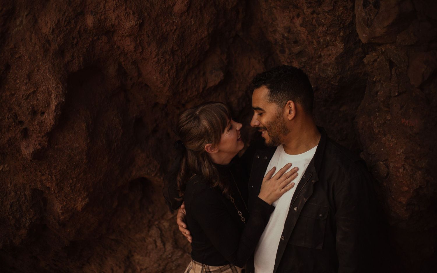 Couple posing at Papgo Park Tempe AZ.