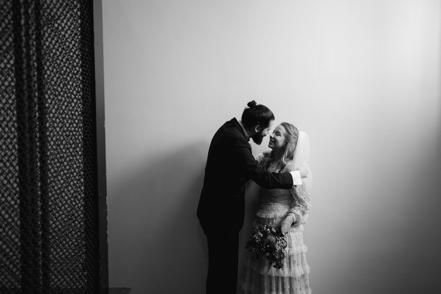 Black and white silhouettes creating a dreamy, ethereal atmosphere.