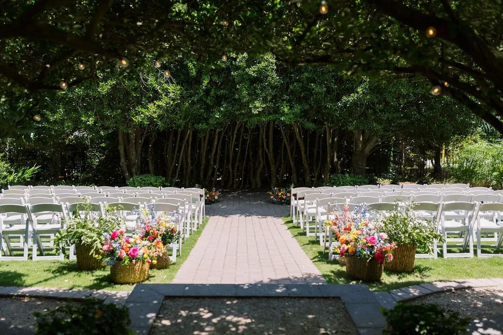 outdoor ceremony space in mcgill rose garden charlotte nc