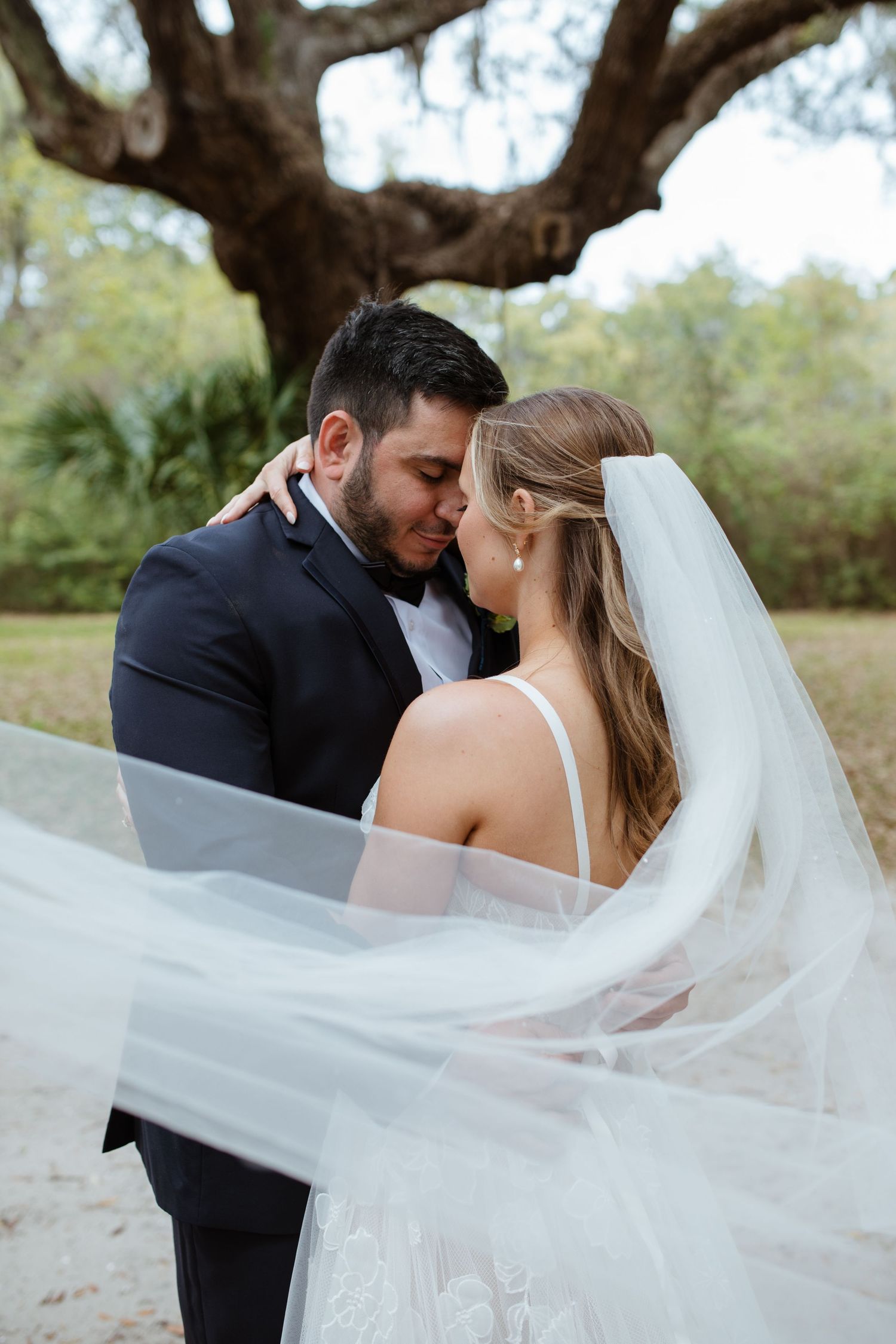 A bride and groom during a portrait session.
