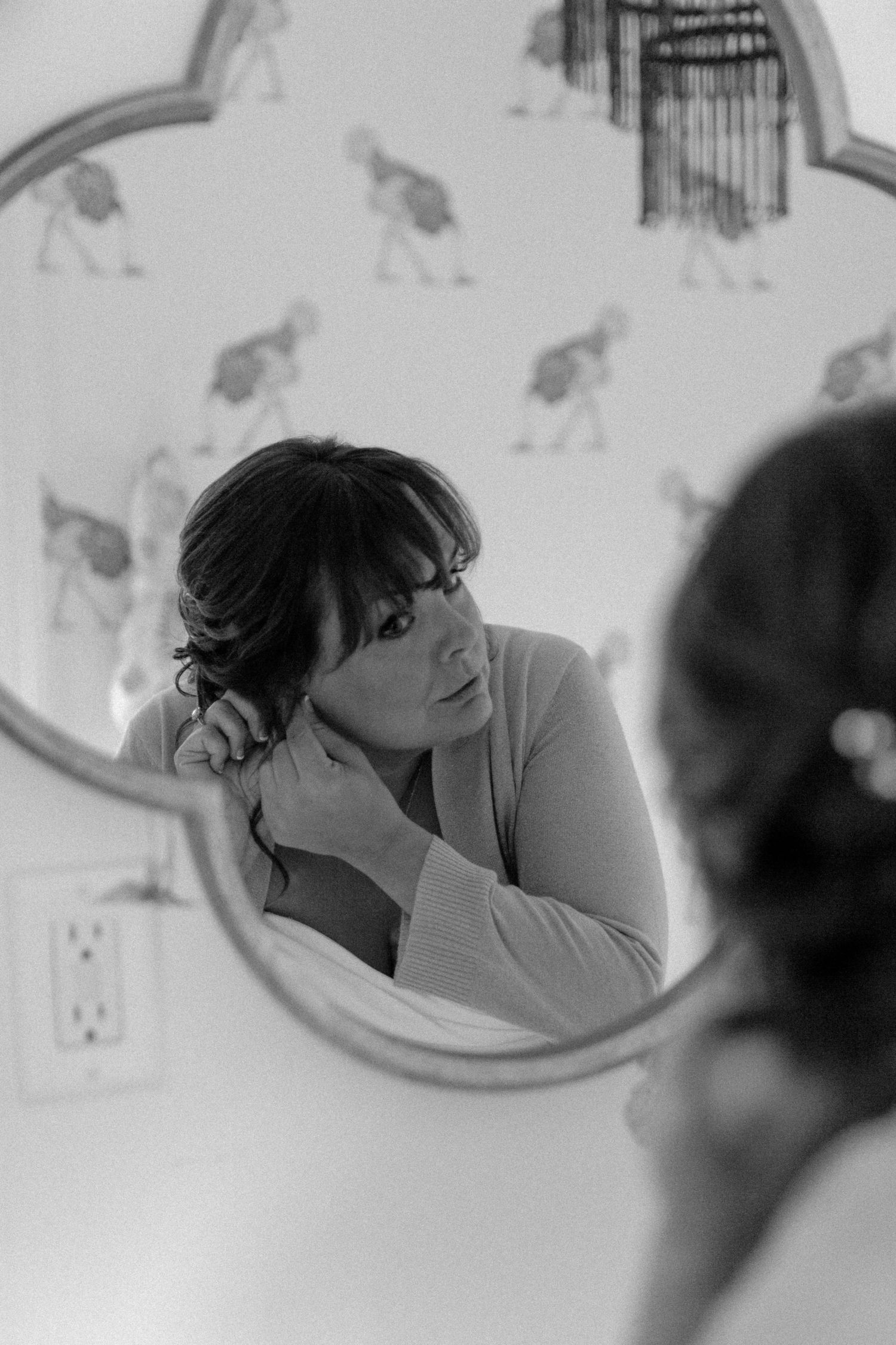 Beautiful bride in her wedding dress indoors