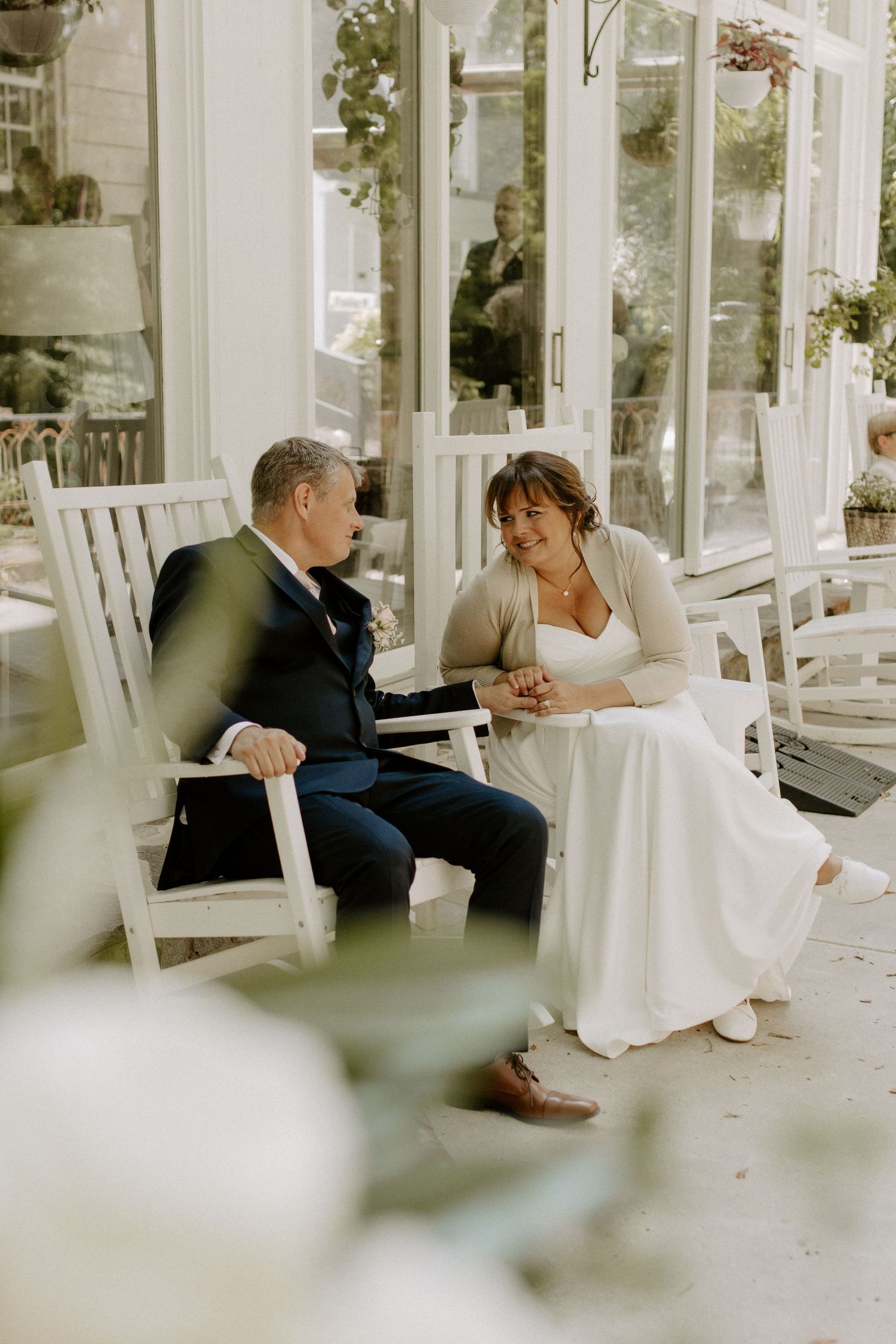 Bride and groom sharing a romantic moment during their wedding