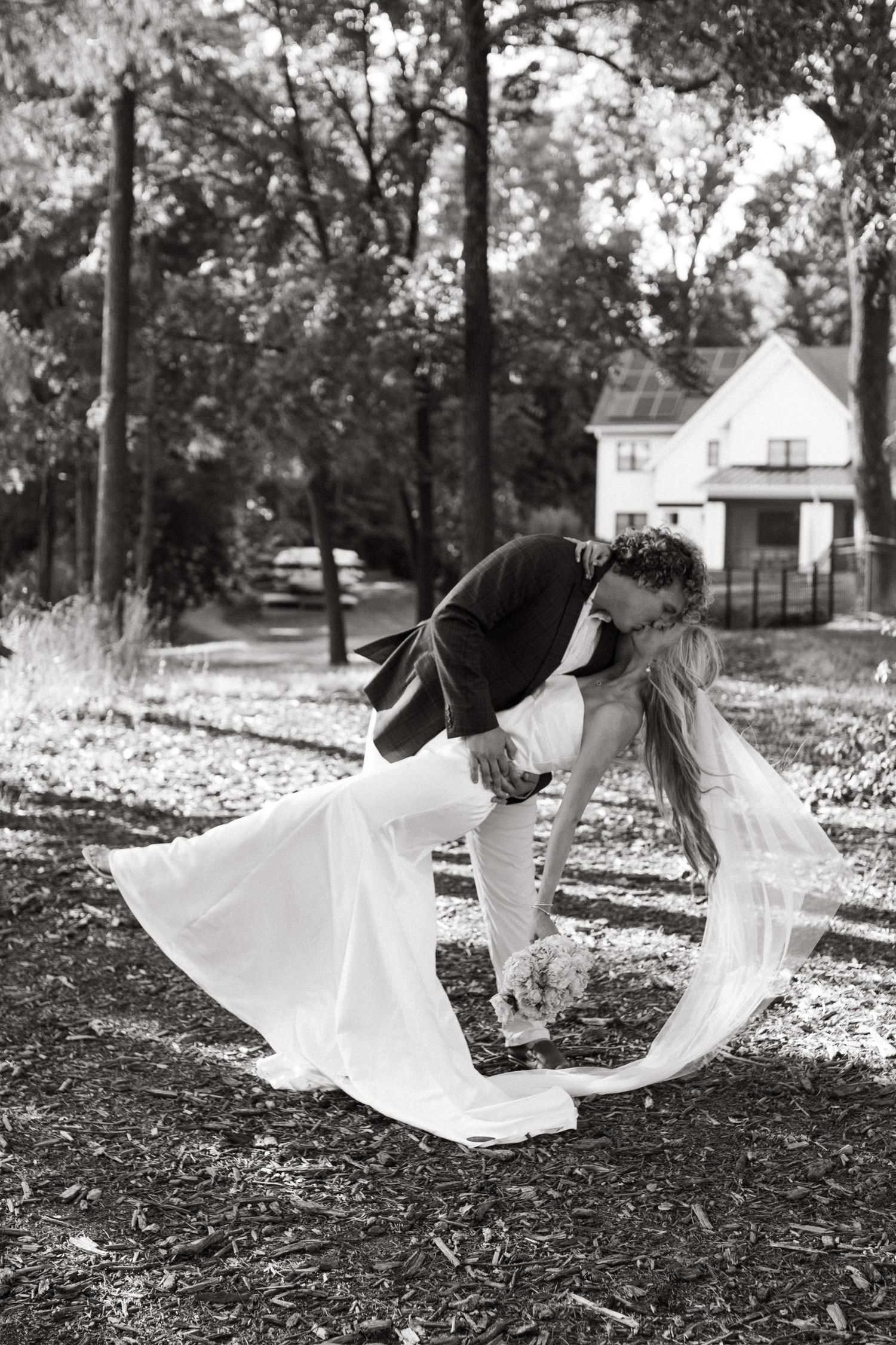 Bride and groom sharing a romantic moment during their rock hill wedding