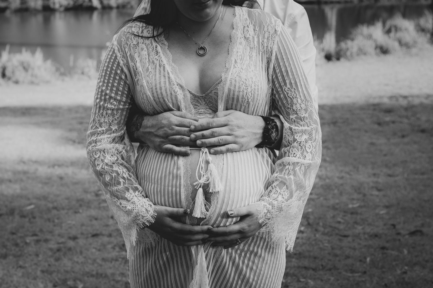 Black and white maternity photo