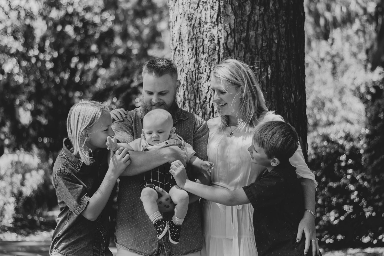 Family portrait in black and white
