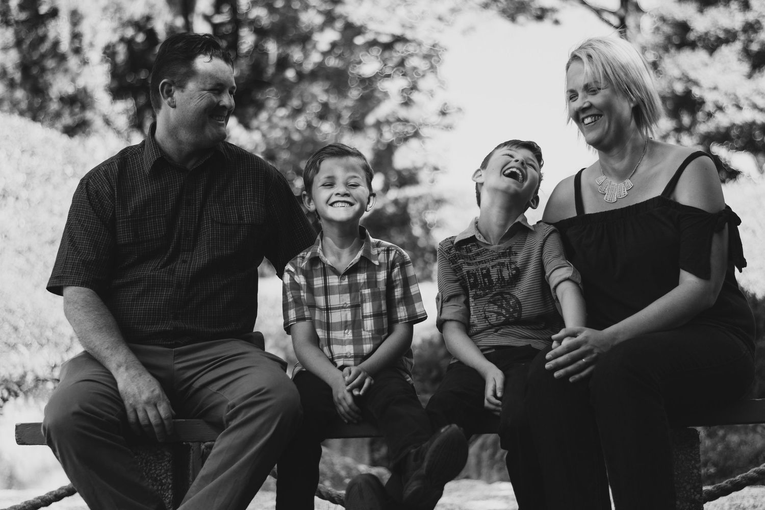 Family portrait in black and white