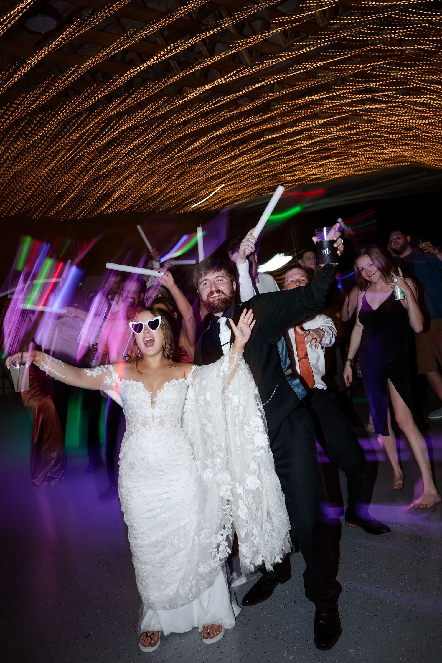 bride and groom dancing at reception