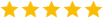 Five golden yellow stars rating icon on a white background.