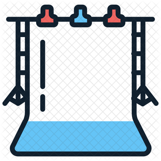 Colorful icon of a photography studio backdrop stand with three lights on a white background.
