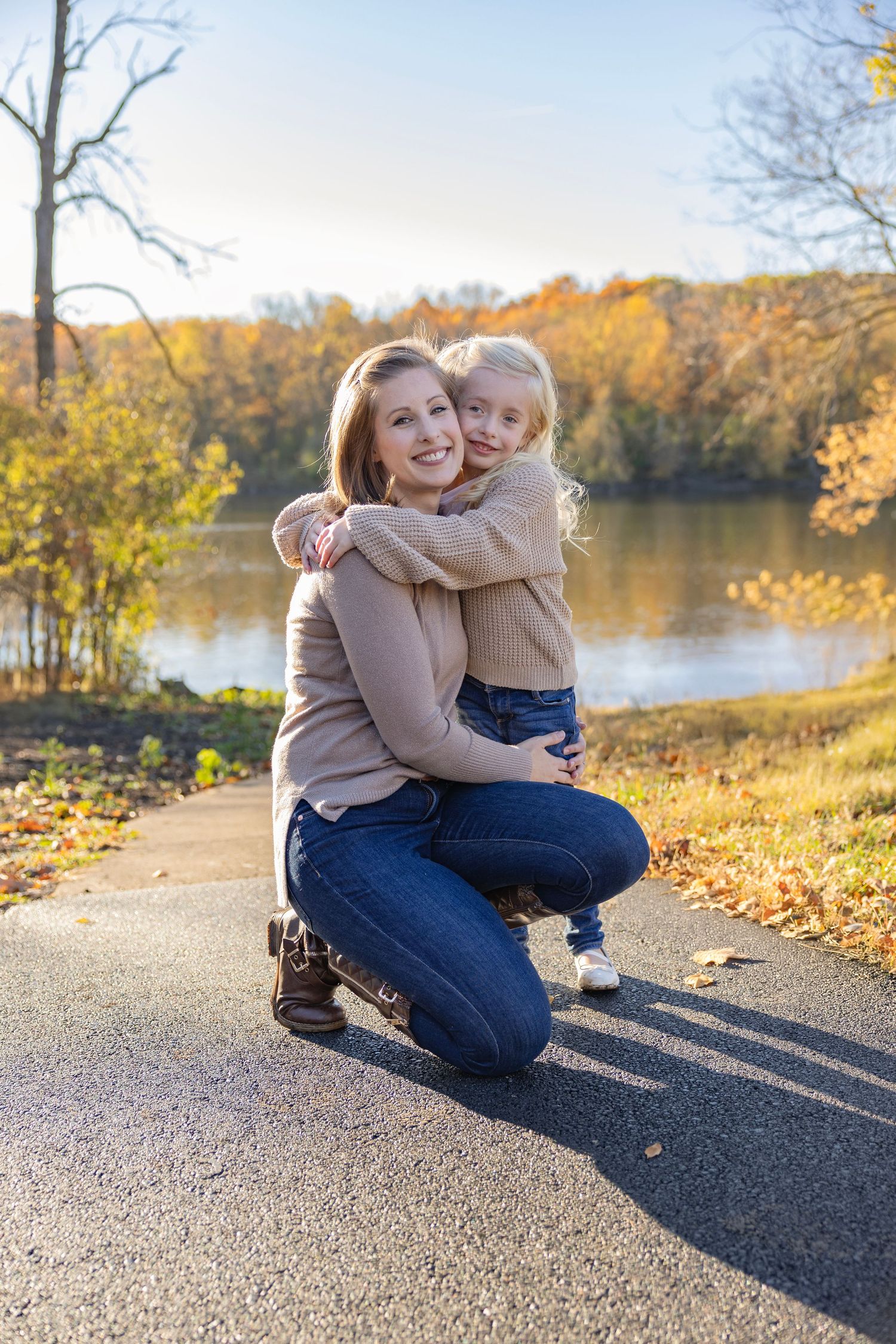 Heartwarming mother-daughter portrait captured during a family photography session in South Elgin, IL, showcasing their