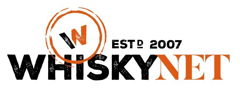 Modern black and orange logo for WhiskyNet featuring established date of 2007.
