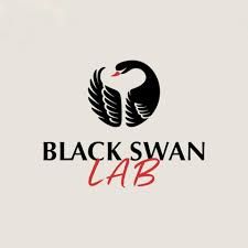 Elegant black swan logo design for Black Swan Lab with red accent text.