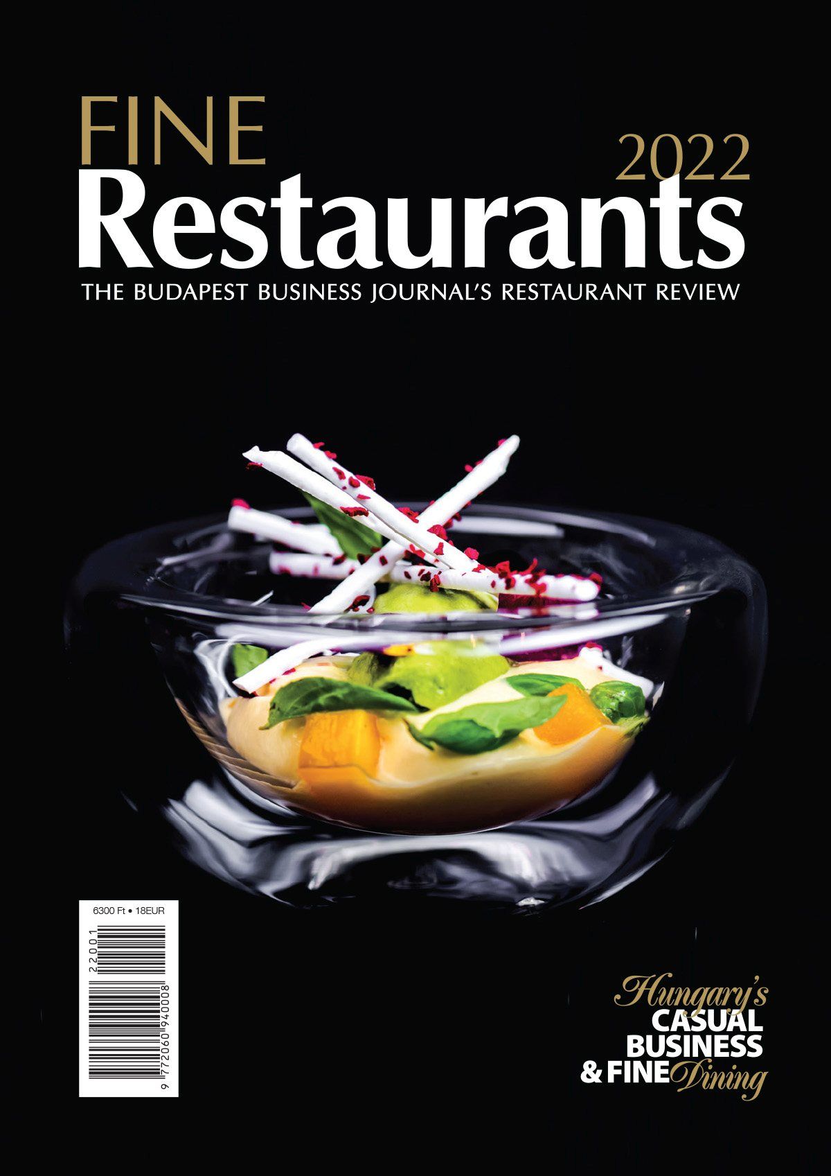 Fine Restaurants magazine cover showing modern plated dish in transparent dome.