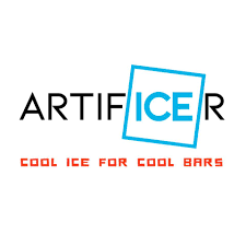 Black and blue logo for Artificer featuring clever typography highlighting 'ICE' with tagline.