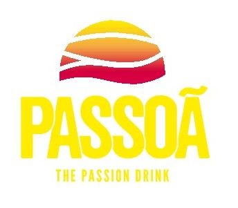 Yellow and orange sunset-inspired logo for Passoa passion drink.