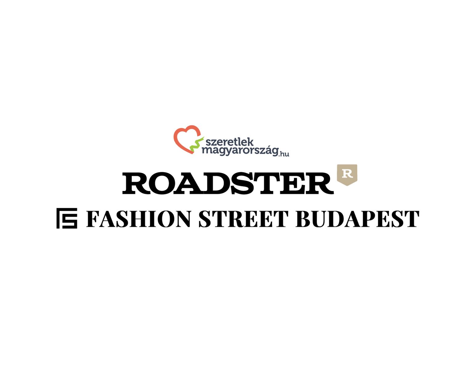 Minimalist logo design combining Roadster and Fashion Street Budapest branding.