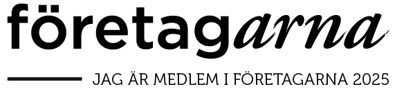 Black and white text logo showing the word 'Företagarna' above a membership credential for 2025.