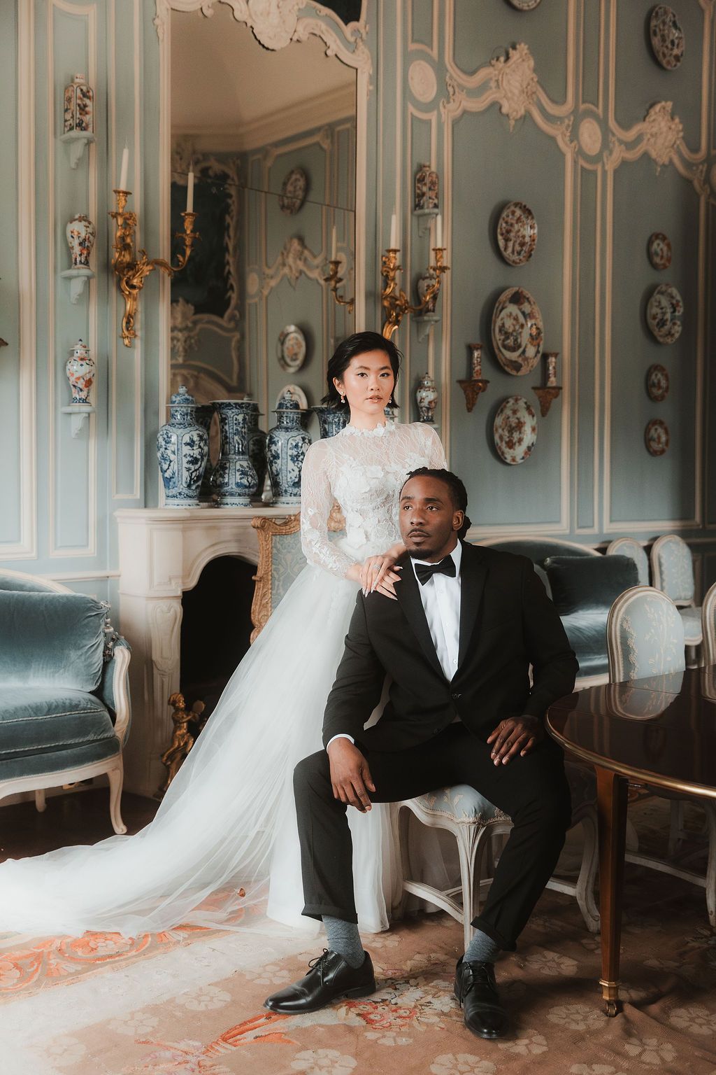 Chateau de Villette wedding: Romantic couple by Raw Studio Paris, luxury Art Director led destination wedding photographer, France