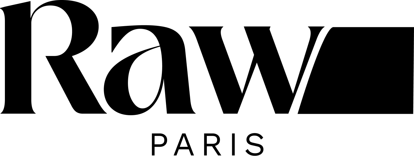Black and white RAW logo text repeated in a horizontal pattern against a white background.