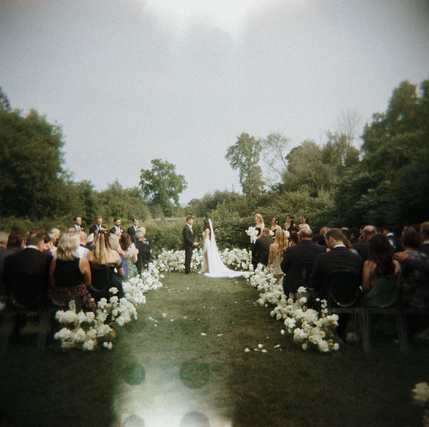 Wedding ceremony on the water on film.