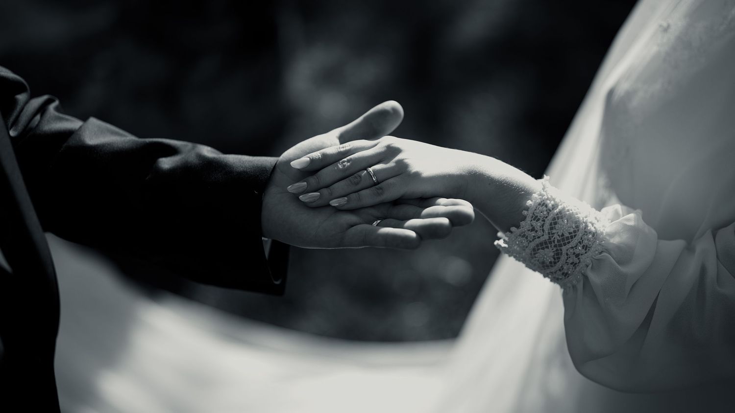 Romantic black and white wedding photo sequence showing intimate moments between newlyweds. Wedding in Jardins del Tancat, Spain.