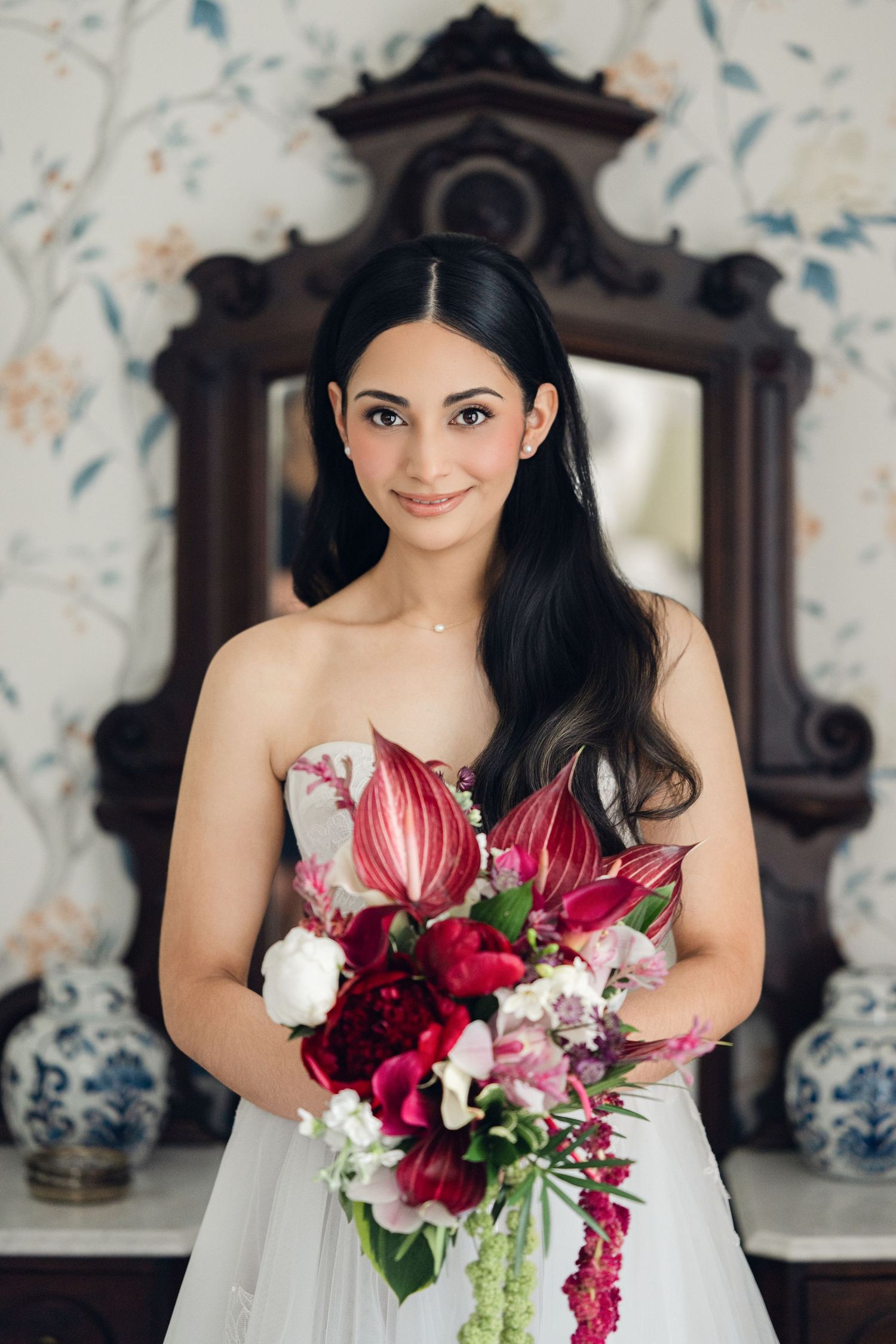 Bride portrait inside Loring Greenough House