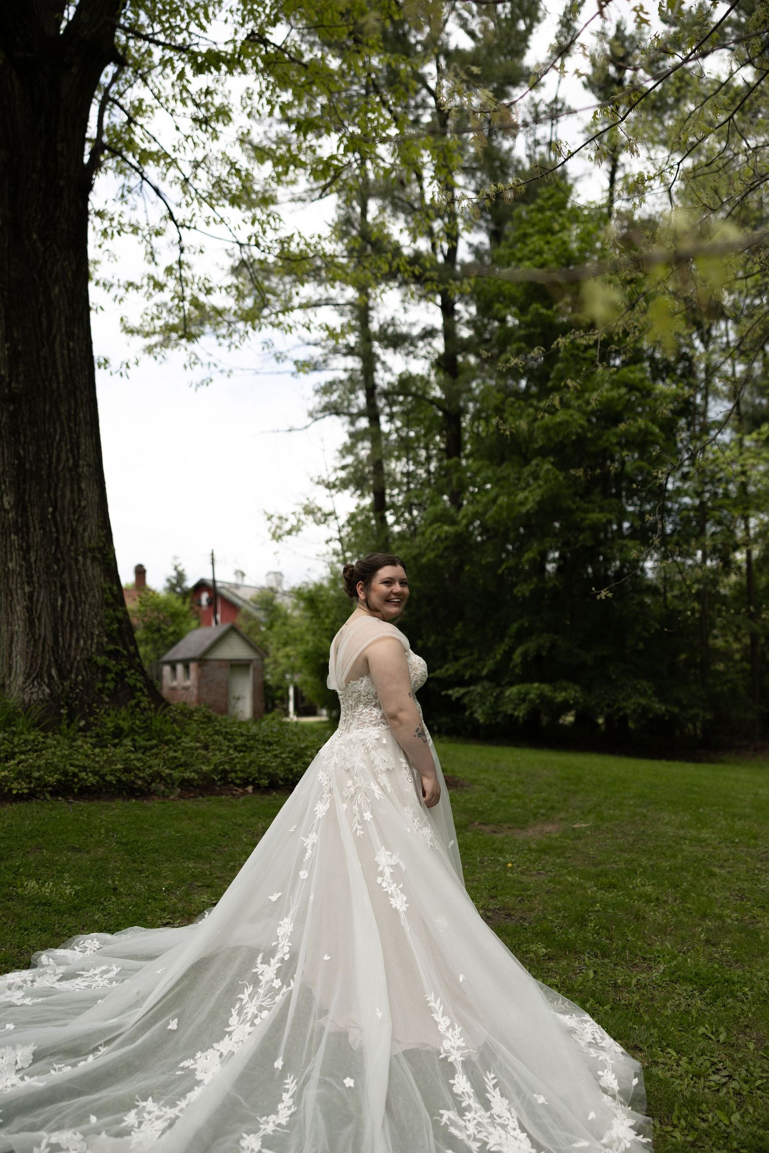 Bride smiling during wedding portraits in Buffalo, NY