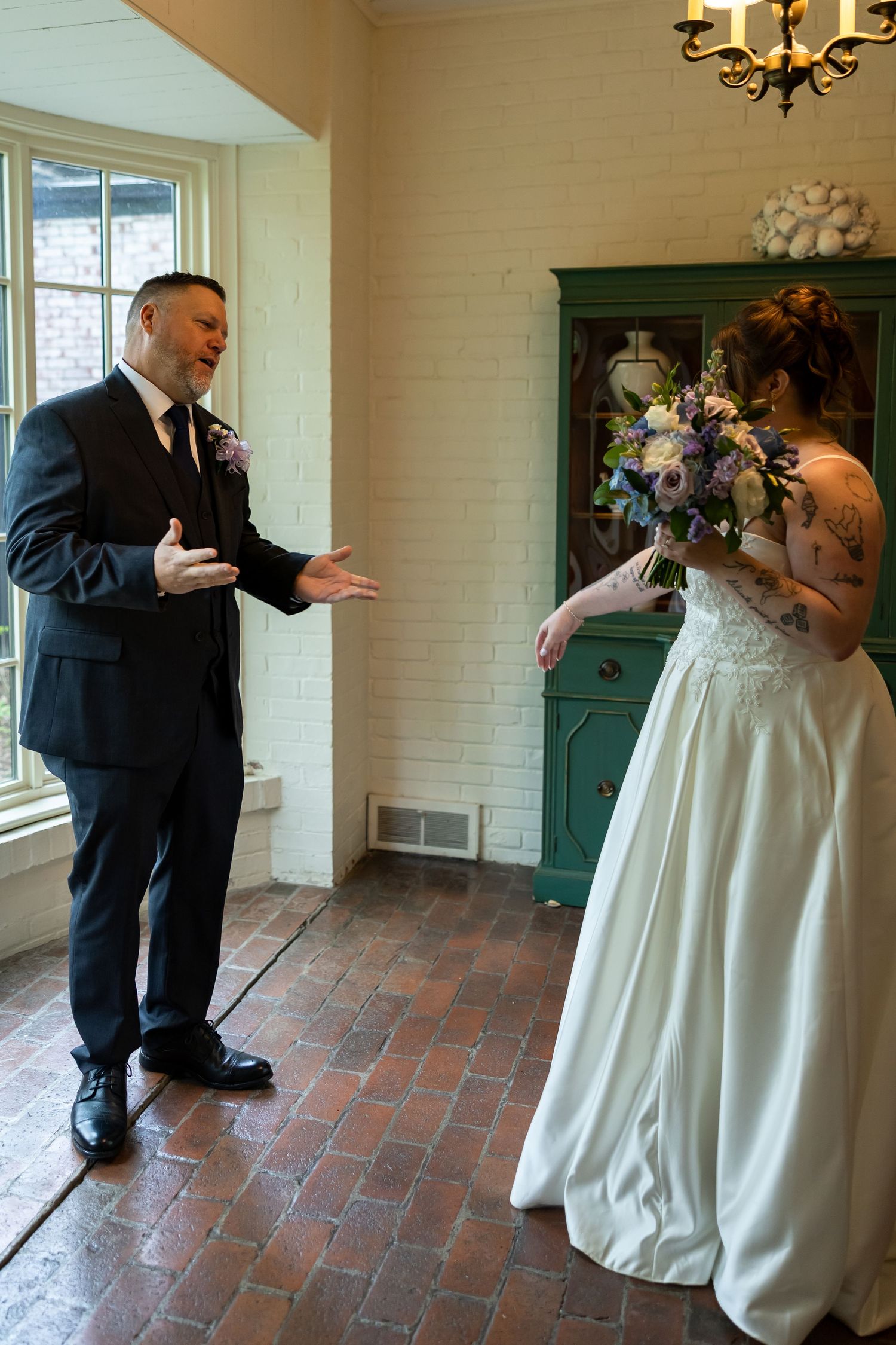 First look with father of the bride