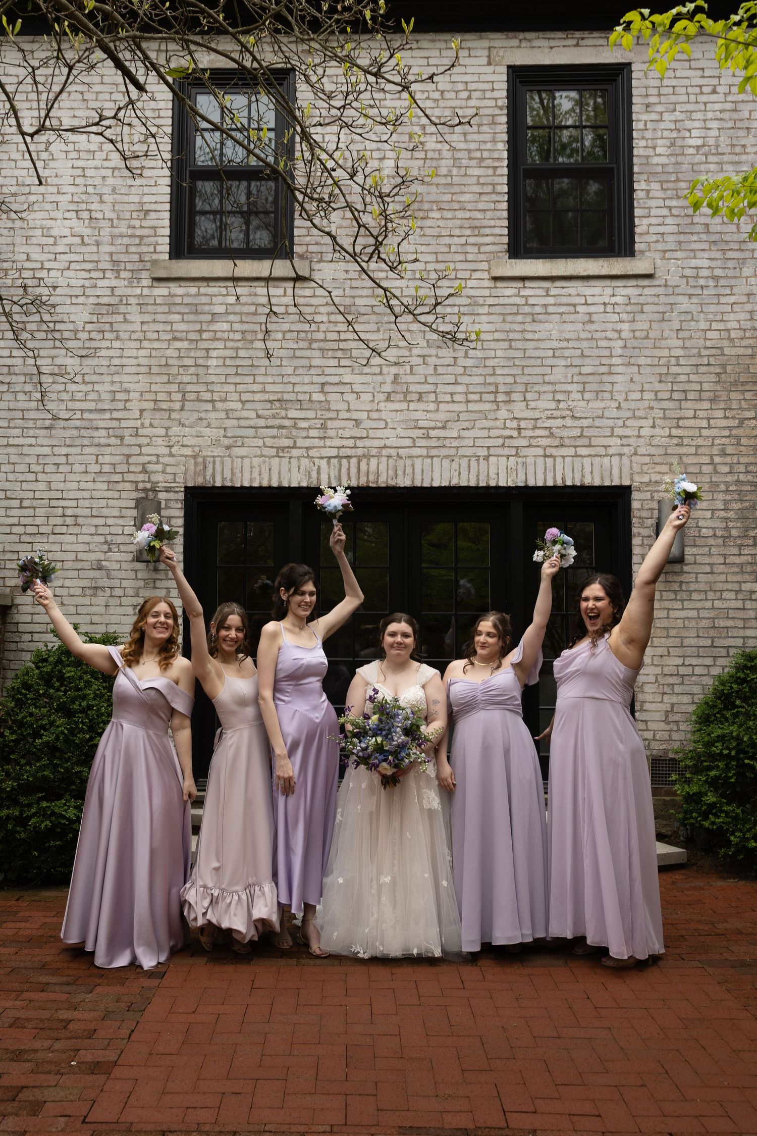 Bride with bridesmaids cheering