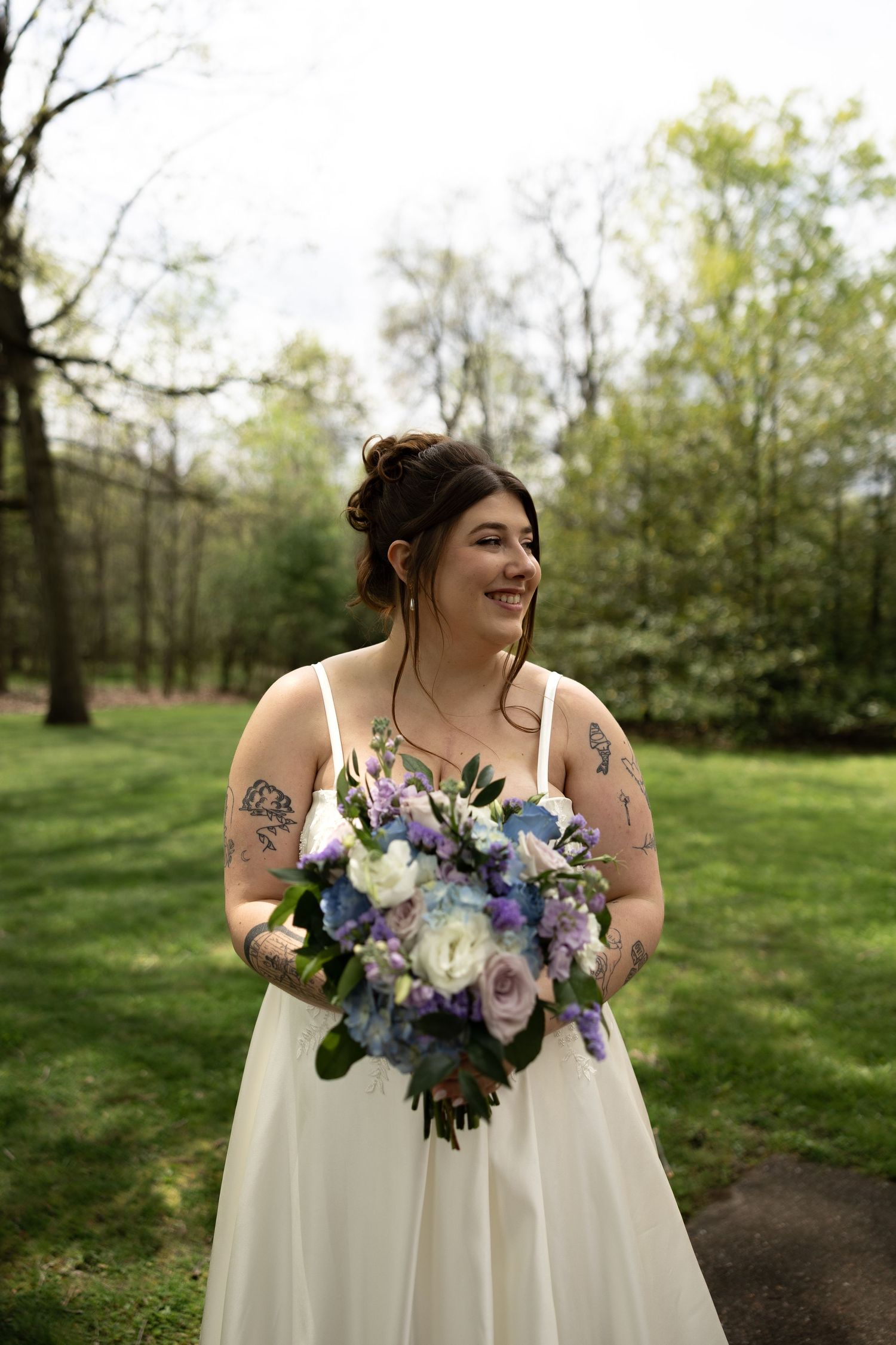 Bride smiling during wedding portraits in Buffalo, NY