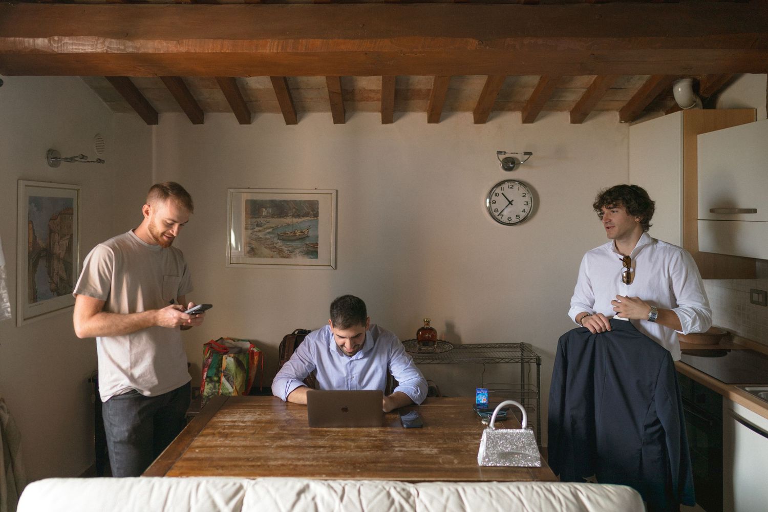 A series of images showing a professional massage therapy session on a treatment table in a wellness clinic.
