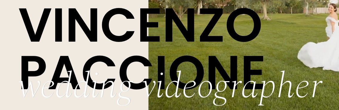 A photographer's name 'Vincenzo Paccione' appears in large text on a banner with a dark background.