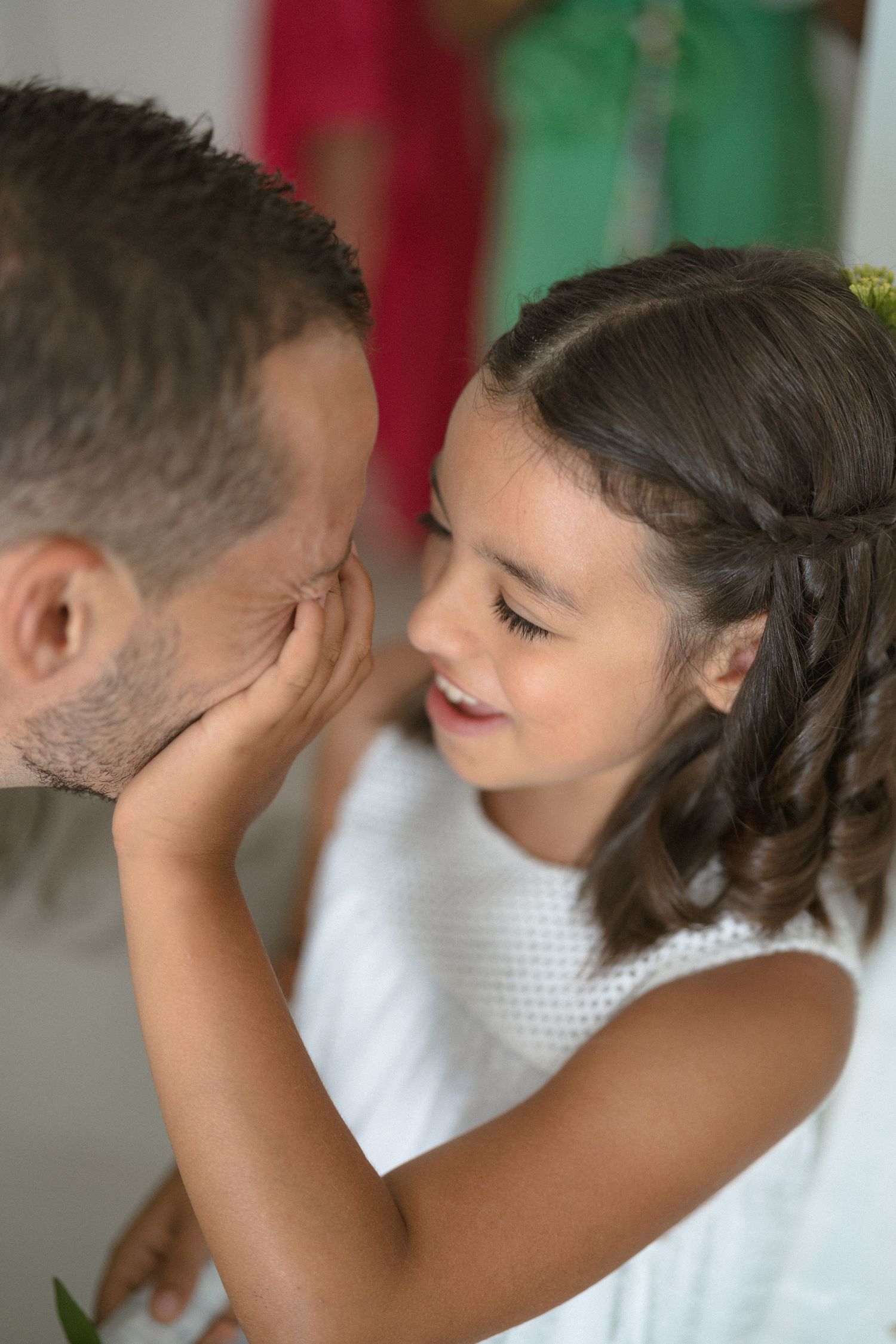 A romantic couple shares an intimate moment in a series of close-up photos showing their faces nearly touching.